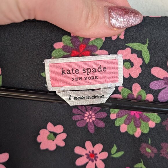 Kate Spade Bora Flora Long Sleevel Floral Top Blouse Size Large - Picture 8 of 14